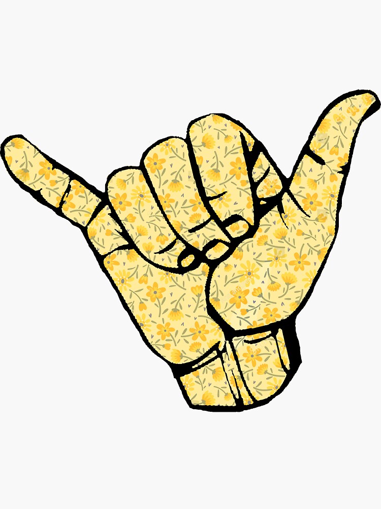 "Yellow floral shaka" Sticker for Sale by lindsriley Redbubble