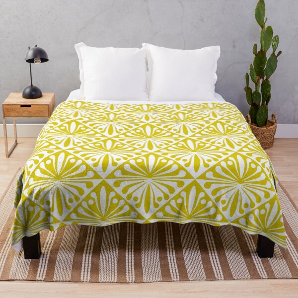 Item preview, Geometric abstract floral diamonds in yellow designed and sold by Jennifer Ladd.