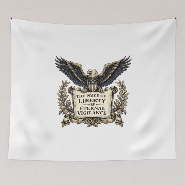 Item preview, Price of Liberty is Eternal Vigilance Quote Bald Eagle Scroll Patriotic Americana  designed and sold by The Junto Shop.