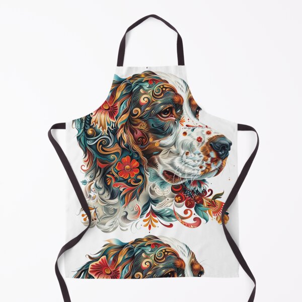 Item preview, Neo-traditional Brittany Spaniel with flowers designed and sold by MendaciousMina.