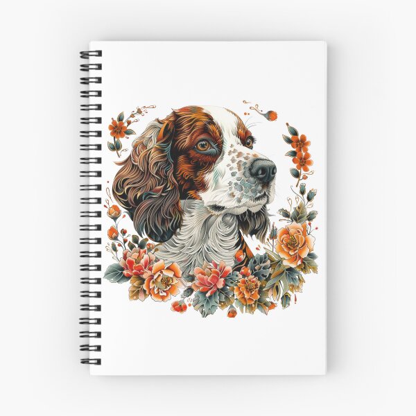 Item preview, Neo-traditional Brittany Spaniel with flowers designed and sold by MendaciousMina.