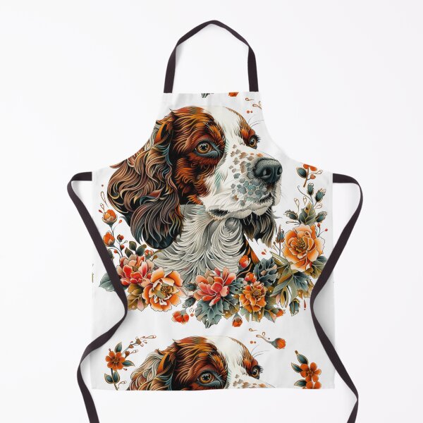 Item preview, Neo-traditional Brittany Spaniel with flowers designed and sold by MendaciousMina.