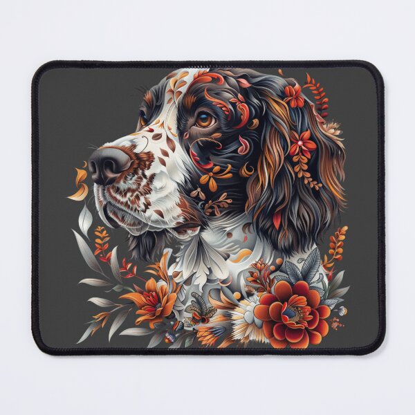 Item preview, Neo-traditional Brittany Spaniel with flowers designed and sold by MendaciousMina.