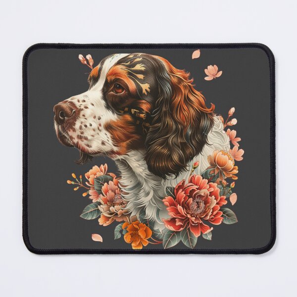 Item preview, Neo-traditional Brittany Spaniel with flowers designed and sold by MendaciousMina.