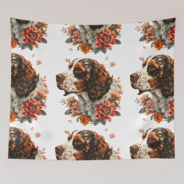 Item preview, Neo-traditional Brittany Spaniel with flowers designed and sold by MendaciousMina.