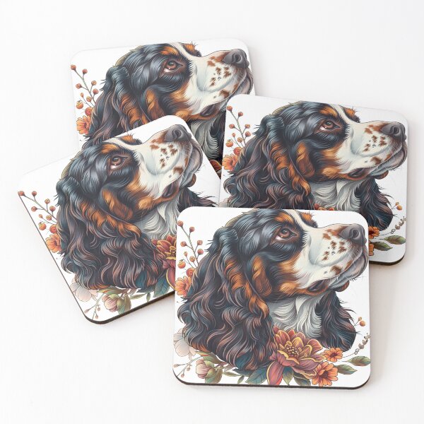 Item preview, Neo-traditional Brittany Spaniel with flowers designed and sold by MendaciousMina.