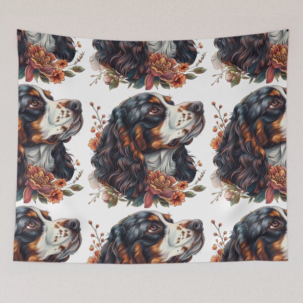 Item preview, Neo-traditional Brittany Spaniel with flowers designed and sold by MendaciousMina.