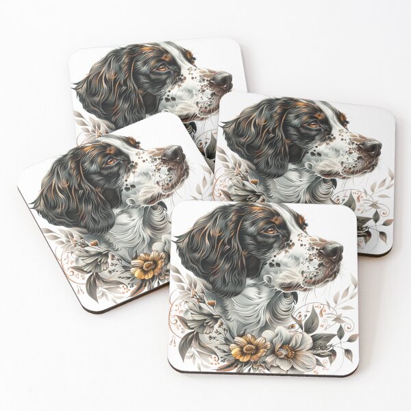 Item preview, Neo-traditional Brittany Spaniel with flowers designed and sold by MendaciousMina.