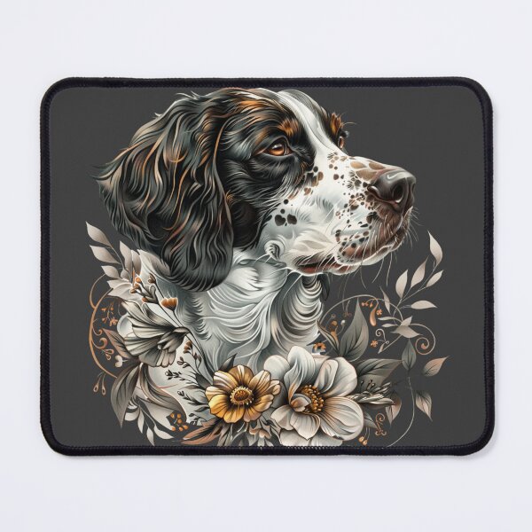 Item preview, Neo-traditional Brittany Spaniel with flowers designed and sold by MendaciousMina.