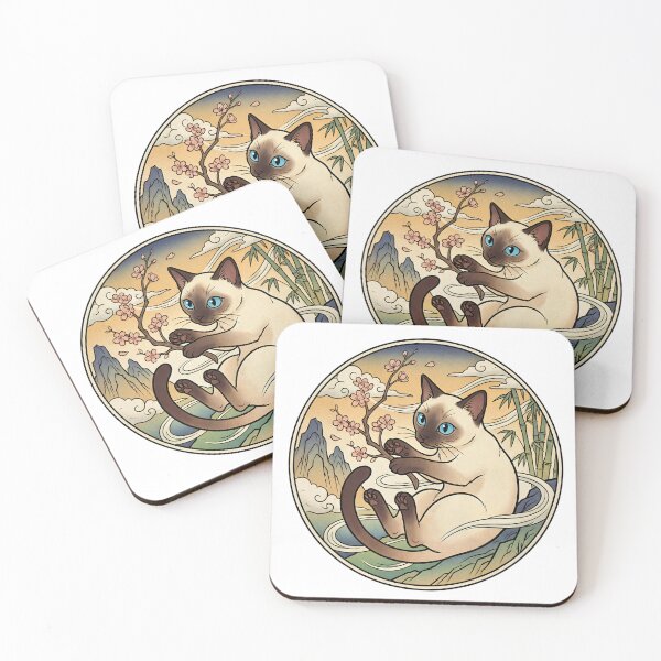 Item preview,  Siamese Cat Swings A Branch Near Mount Fuji  designed and sold by ActOnyx Designs.