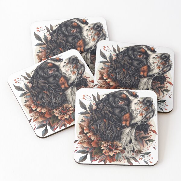 Item preview, Neo-traditional Brittany Spaniel with flowers designed and sold by MendaciousMina.