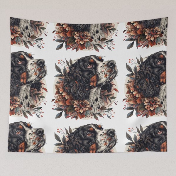 Item preview, Neo-traditional Brittany Spaniel with flowers designed and sold by MendaciousMina.
