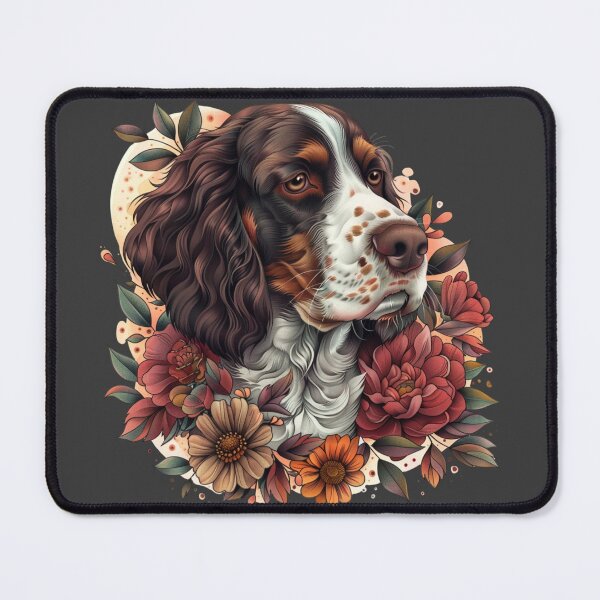 Item preview, Neo-traditional Brittany Spaniel with flowers designed and sold by MendaciousMina.