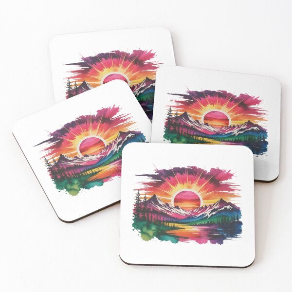 Item preview, Colorful Nature Mountain Sunset Watercolor Aesthetic designed and sold by Polarisofficial.