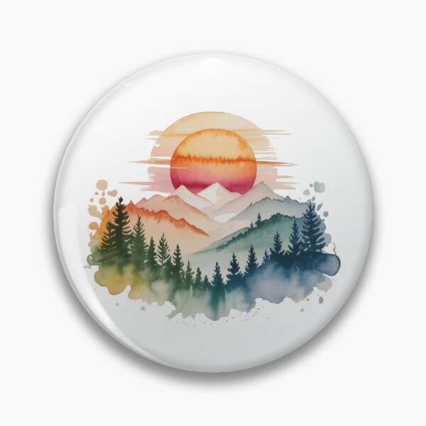 Item preview, Soft Pastel Mountain Sunset Watercolor Art designed and sold by Polarisofficial.