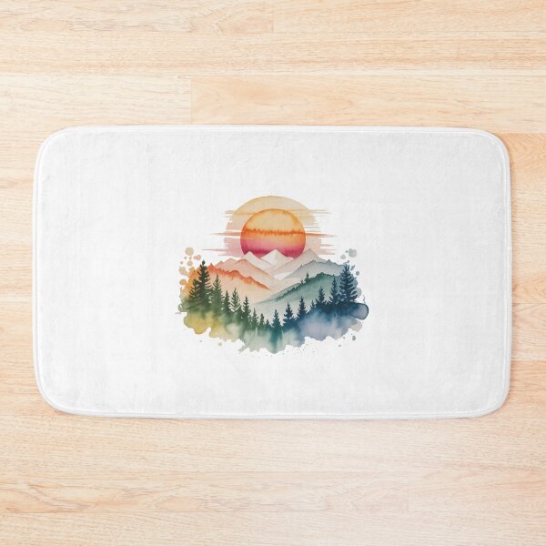 Item preview, Soft Pastel Mountain Sunset Watercolor Art designed and sold by Polarisofficial.