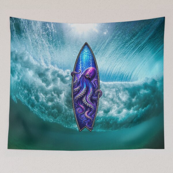 Artikelvorschau, Oktopus-Surfbrett – Tiefseewellenkunst, surreales Meeresdesign entworfen und verkauft von artistwill.