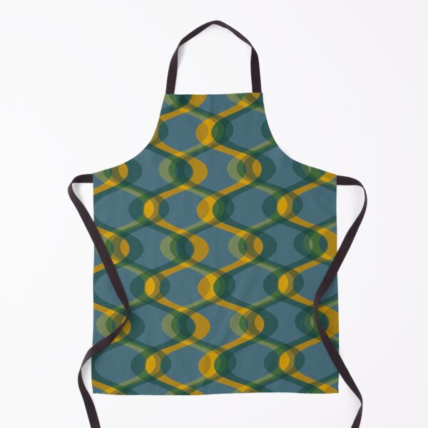 Item preview, Retro 70s Waves - blue, mustard yellow designed and sold by JMgraphic.