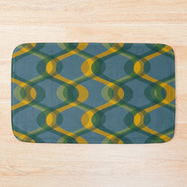 Item preview, Retro 70s Waves - blue, mustard yellow designed and sold by JMgraphic.