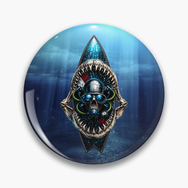 Item preview, Shark Jaw Scuba Skull – Diver Surfboard Ocean Predator Design designed and sold by artistwill.