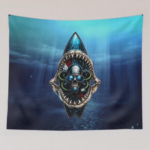 Item preview, Shark Jaw Scuba Skull – Diver Surfboard Ocean Predator Design designed and sold by artistwill.