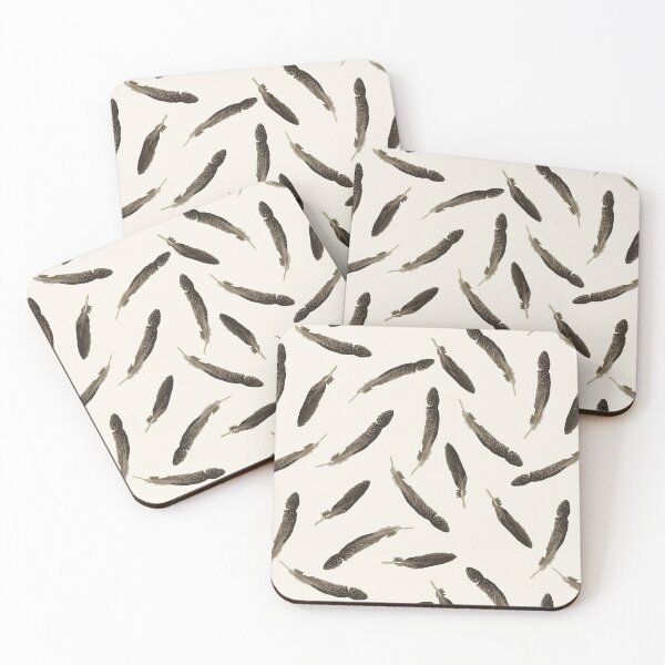 Item preview, Soft brown feathers in watercolour with a cream background designed and sold by Lavendea.
