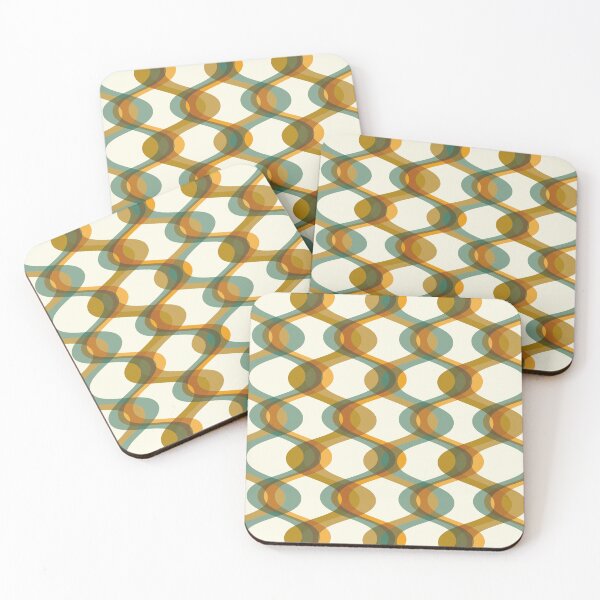 Item preview, Retro 70s Waves - Teal and Mustard designed and sold by JMgraphic.