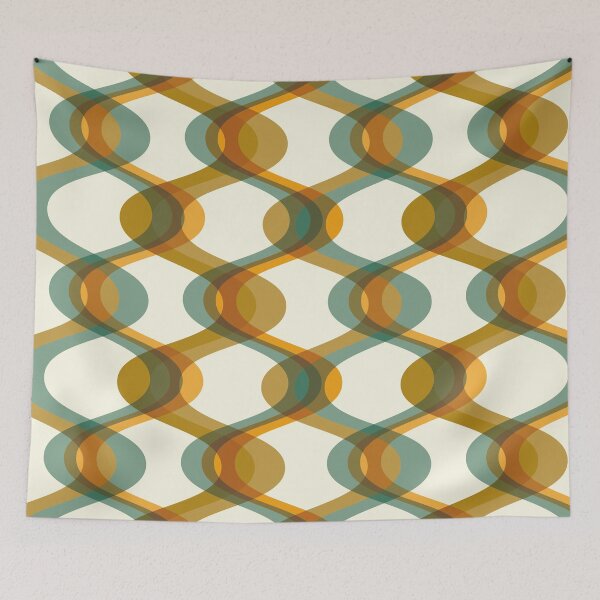 Item preview, Retro 70s Waves - Teal and Mustard designed and sold by JMgraphic.