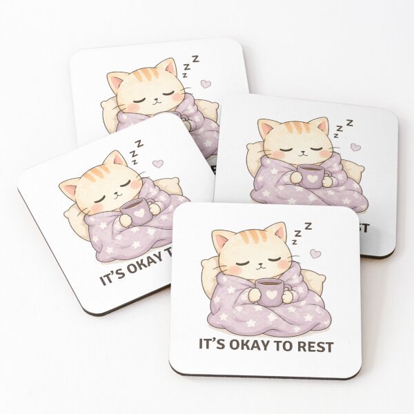Item preview, It’s Okay to Rest Cat | Cute Kawaii Aesthetic | Self Care Relaxation Design designed and sold by The Mood Index.