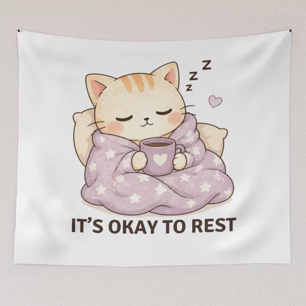 Item preview, It’s Okay to Rest Cat | Cute Kawaii Aesthetic | Self Care Relaxation Design designed and sold by The Mood Index.