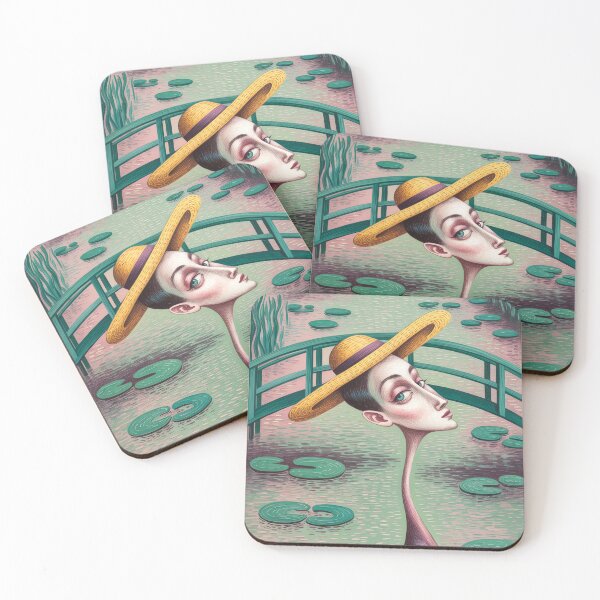 Item preview, The Silent Observer of Giverny – Uncanny Surrealist Travel Poster designed and sold by LeQuirks.