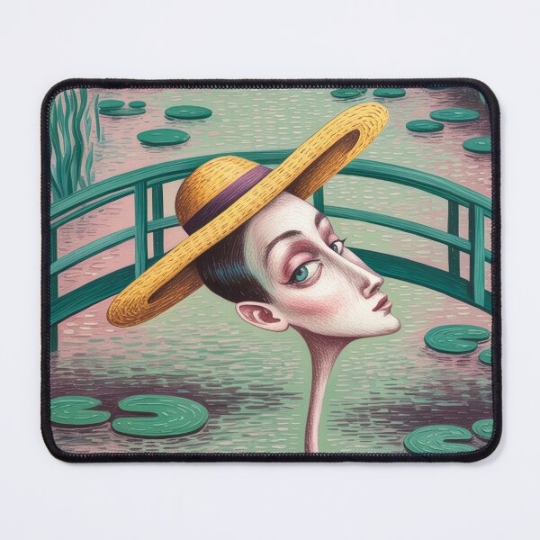 Item preview, The Silent Observer of Giverny – Uncanny Surrealist Travel Poster designed and sold by LeQuirks.