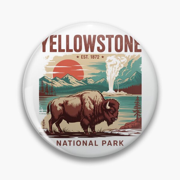 Item preview, Yellowstone National Park Vintage Bison and Geyser Souvenir designed and sold by Polarisofficial.