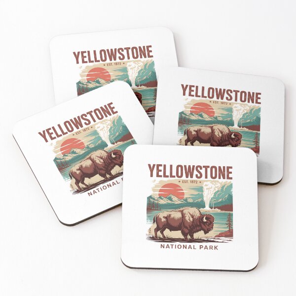 Item preview, Yellowstone National Park Vintage Bison and Geyser Souvenir designed and sold by Polarisofficial.