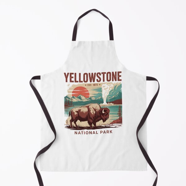 Aperçu de l'œuvre Souvenir vintage du parc national de Yellowstone : bisons et geysers créée et vendue par Polarisofficial.