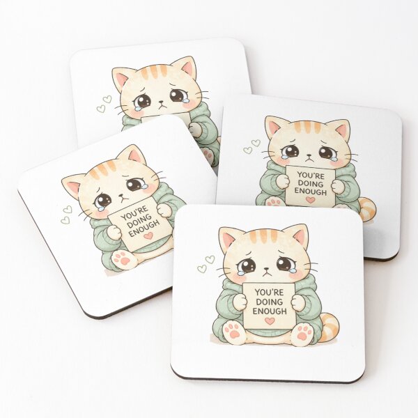 Item preview, You’re Doing Enough Cat | Cute Kawaii Aesthetic | Positive Mental Health Design designed and sold by The Mood Index.