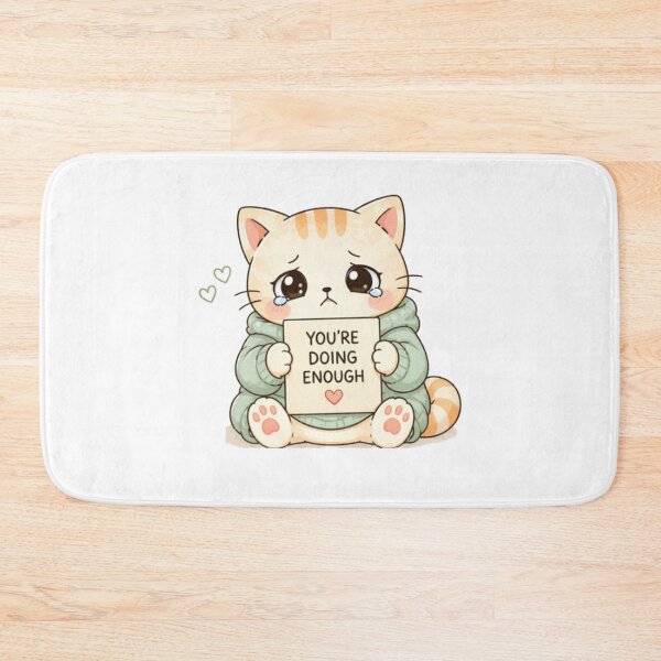 Item preview, You’re Doing Enough Cat | Cute Kawaii Aesthetic | Positive Mental Health Design designed and sold by The Mood Index.