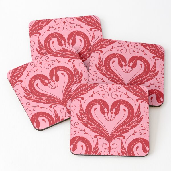 Item preview, Cute Swan Heart Pattern , Red on Pink Romantic Love Birds, Valentine’s Aesthetic Design designed and sold by Guided by Light Art.