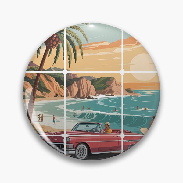 Item preview, Malibu California Vintage Surf and Classic Red Car Retro Souvenir designed and sold by Polarisofficial.