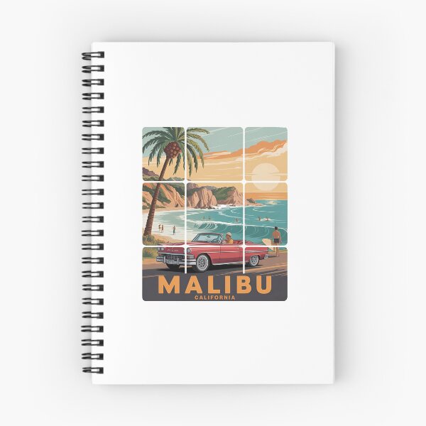 Item preview, Malibu California Vintage Surf and Classic Red Car Retro Souvenir designed and sold by Polarisofficial.