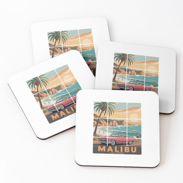 Item preview, Malibu California Vintage Surf and Classic Red Car Retro Souvenir designed and sold by Polarisofficial.