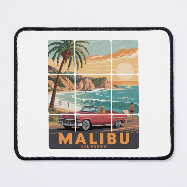 Item preview, Malibu California Vintage Surf and Classic Red Car Retro Souvenir designed and sold by Polarisofficial.