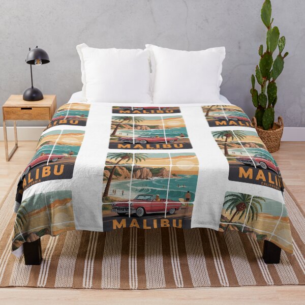 Item preview, Malibu California Vintage Surf and Classic Red Car Retro Souvenir designed and sold by Polarisofficial.