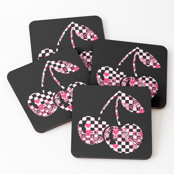 Item preview, Checkers & Pink Hearts Patterned Cherries designed and sold by CDPrintsDesigns.