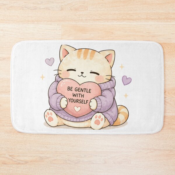 Item preview, Be Gentle With Yourself Cat | Cute Kawaii Aesthetic | Self Care Mental Health Design designed and sold by The Mood Index.