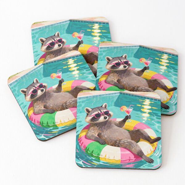 Item preview, Raccoon in a Swimming Pool designed and sold by MyCozyCorner24.