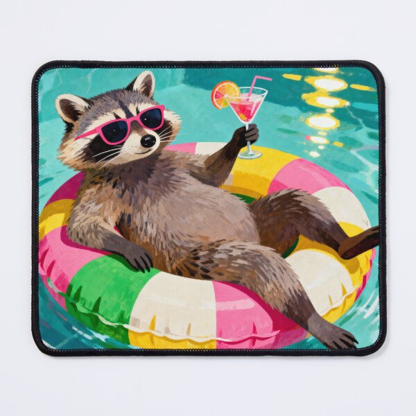 Item preview, Raccoon in a Swimming Pool designed and sold by MyCozyCorner24.