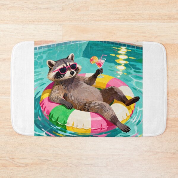 Item preview, Raccoon in a Swimming Pool designed and sold by MyCozyCorner24.