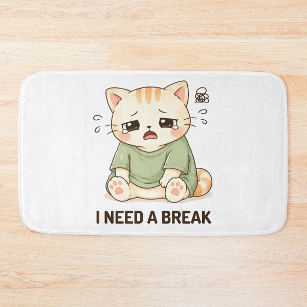 Item preview, I Need a Break Cat | Cute Kawaii Aesthetic | Tired Overwhelmed Mood  designed and sold by The Mood Index.
