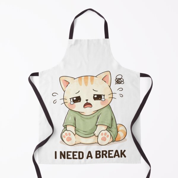 Item preview, I Need a Break Cat | Cute Kawaii Aesthetic | Tired Overwhelmed Mood designed and sold by The Mood Index.